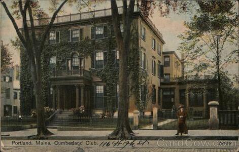 A postcard featuring the Cumberland Club in the early 20th century.