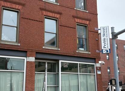 The Preble Street Teen Shelter in 2025, at the corner Cumberland Avenue and Preble Street.