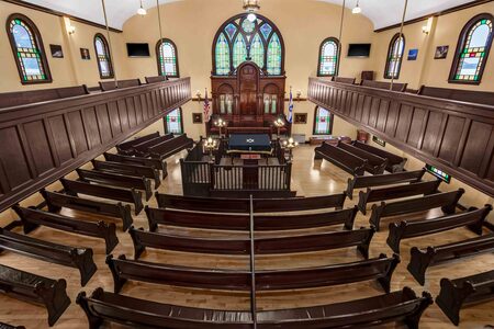 A view of the interior of Etz Chaim Synagogue today