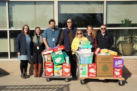 Diapers packed for distribution by JCA diaper bank volunteers in 2022